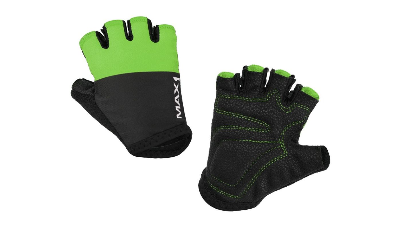 Dětské krátkoprsté rukavice MAX1 9-10 let černo/zelené - 1