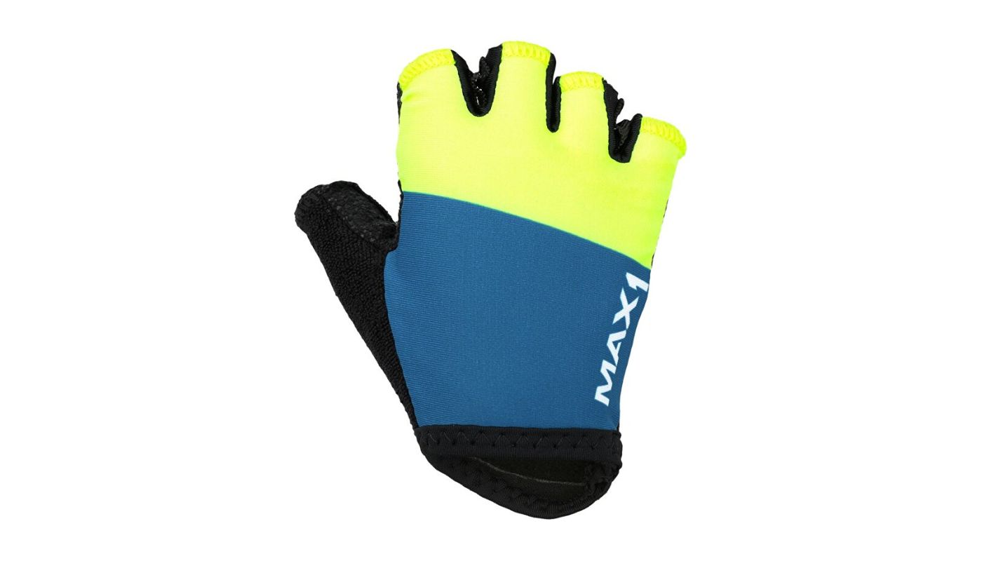 Dětské krátkoprsté rukavice MAX1 9-10 let modro/fluo žluté - 2