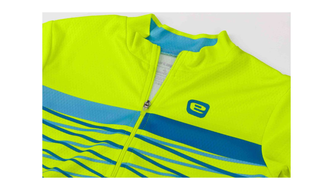 Etape – dětský dres LUCKY,žlutá fluo/modrá - 4
