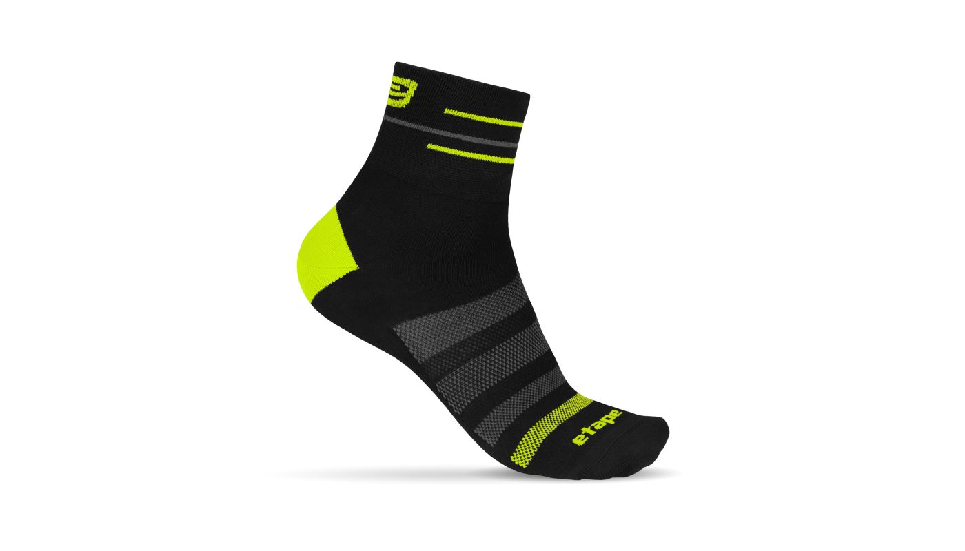 Etape - ponožky SOX, černá/žlutá fluo 40-43 - 1