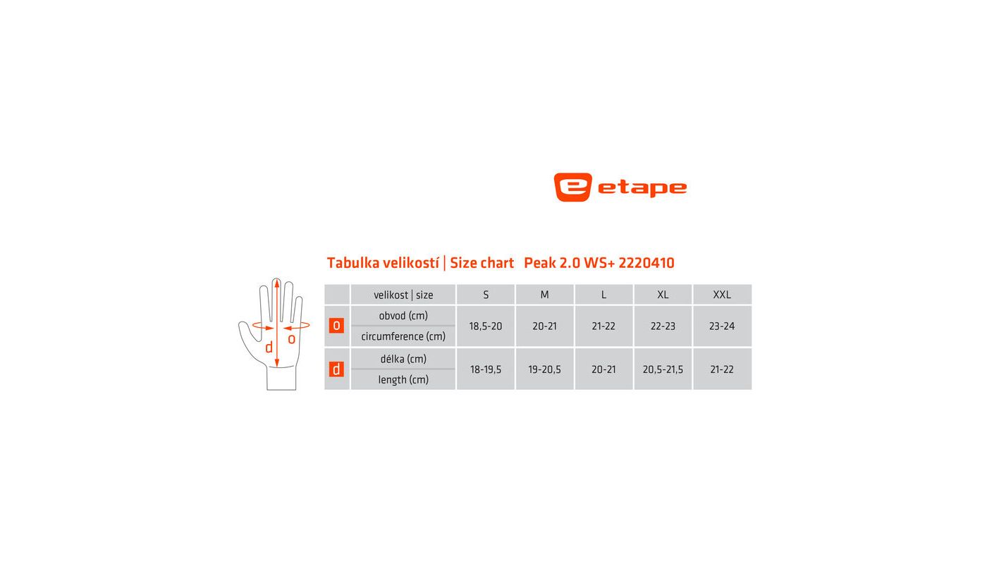 Etape – rukavice PEAK 2.0 WS+, černá - 4