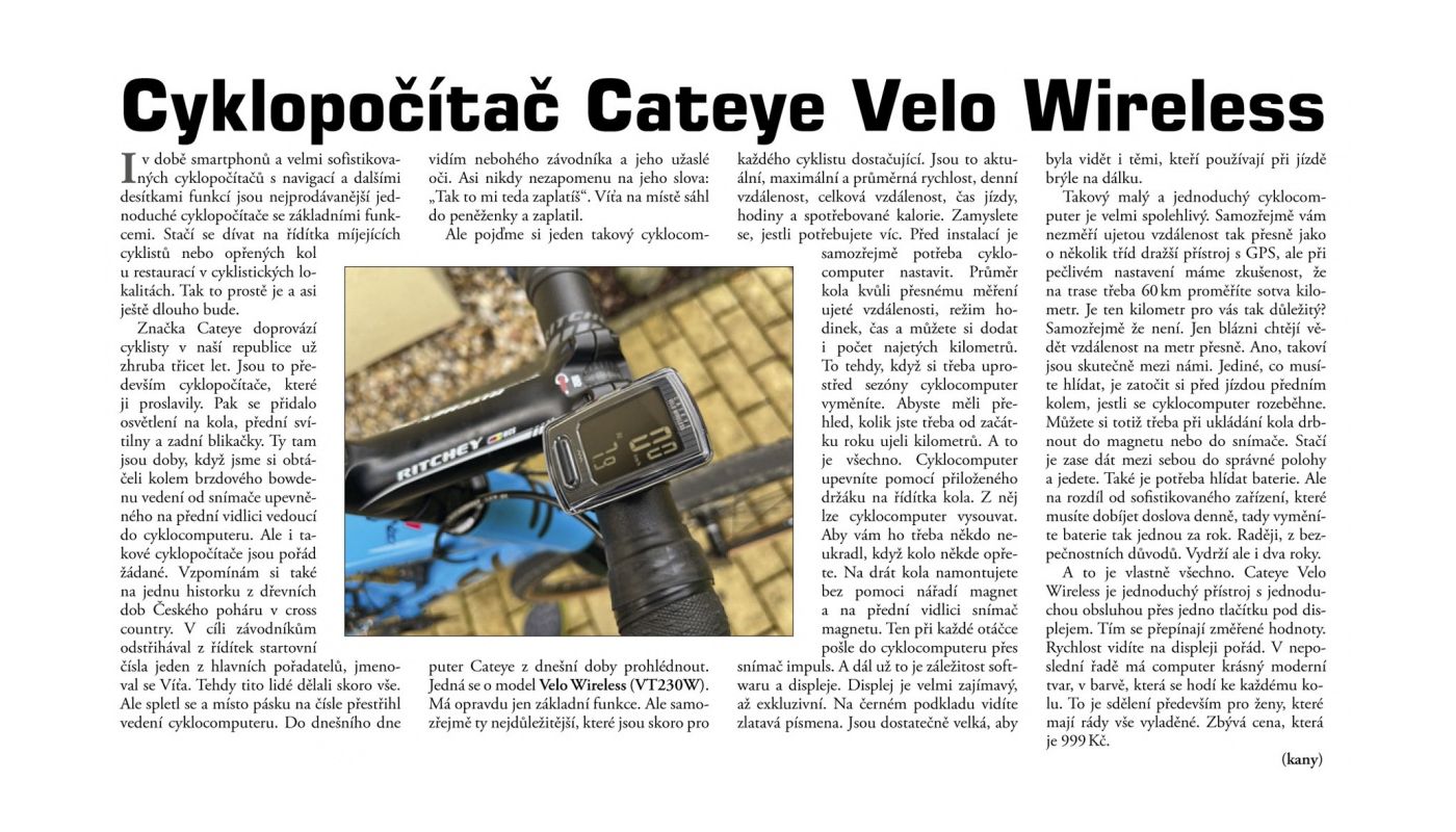Cyklopočítač Cateye Velo Wireless VT230W černá - 2 Cyklopočítač Cateye Velo Wireless VT230W černá - 2