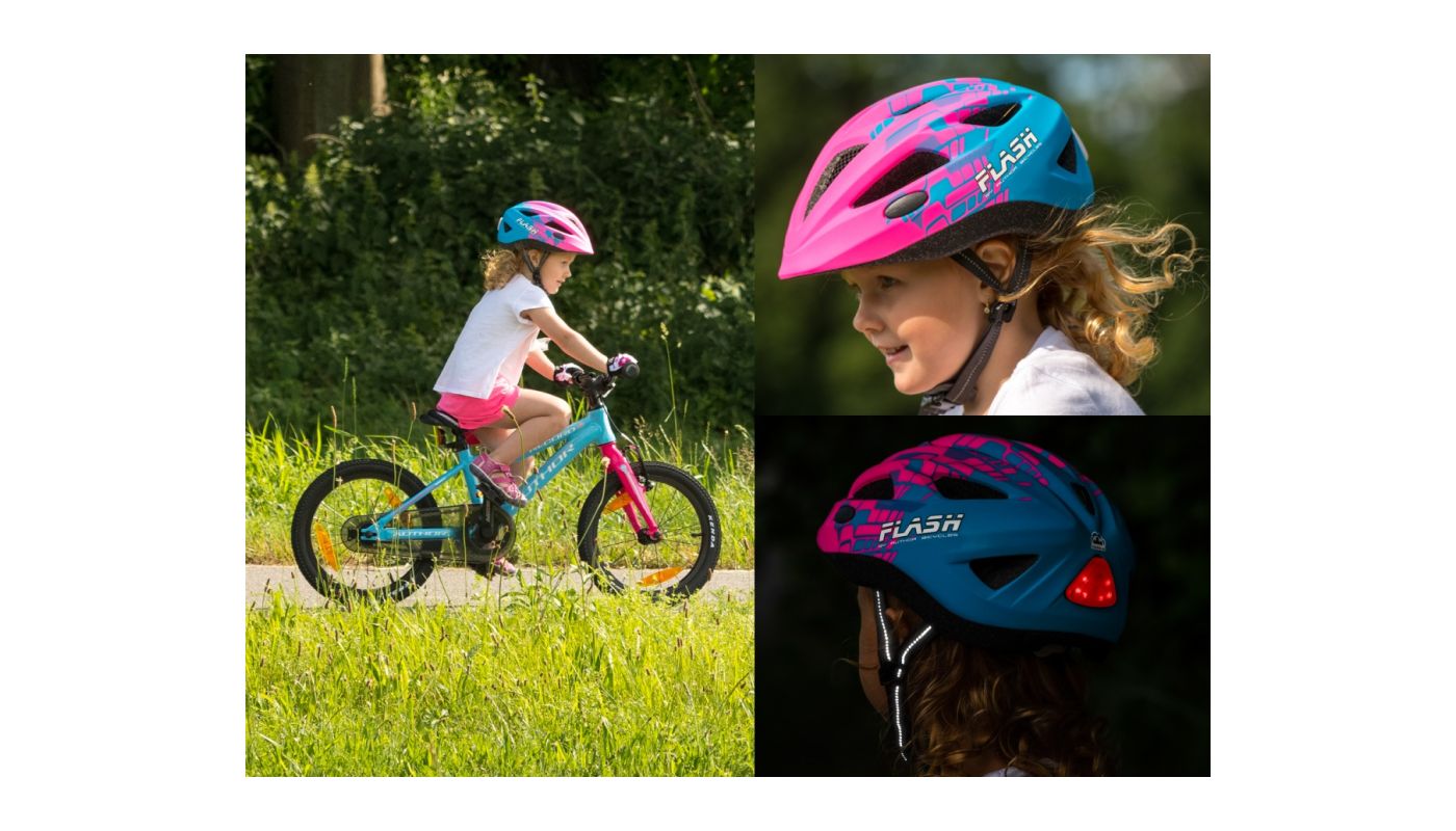 Přilba Flash LED Inmold X8 - 162 růžová-neonová/modrá mat Sleva barva - 5