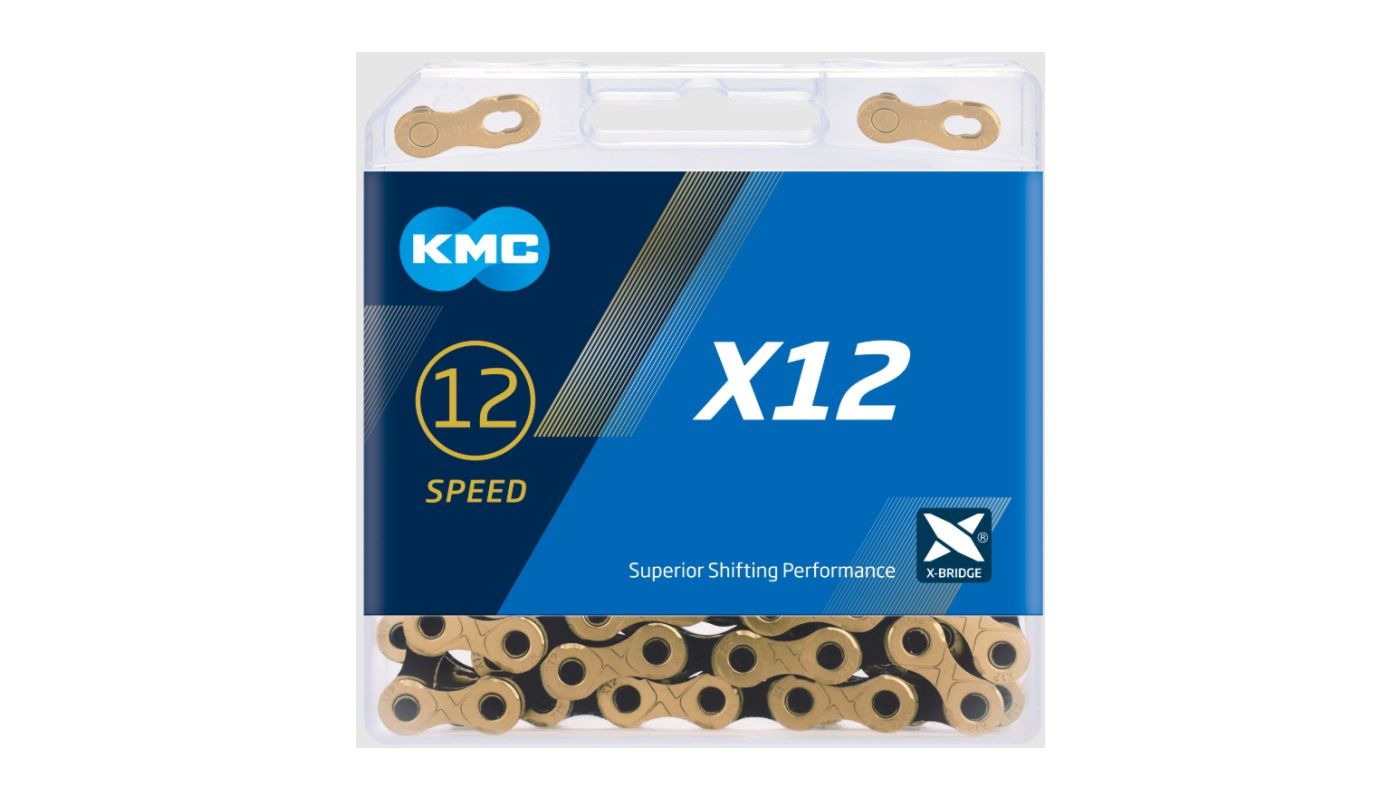 Řetěz KMC X12 zlatý/černý v krabičce 126 čl. - 2