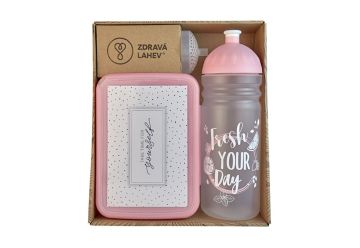 Zdravá lahev dárkový set Fresh růžová - 1