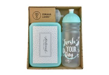 Zdravá lahev dárkový set Fresh tyrkysová - 1