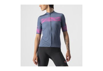 Cyklistický dres dámský Castelli Fenice steel blue/pink fluo - 1