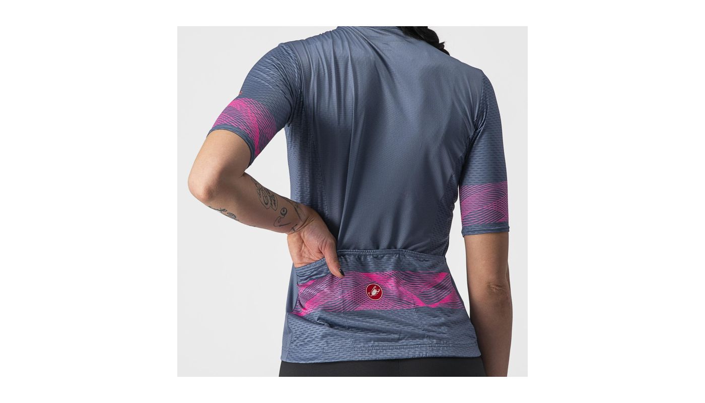 Cyklistický dres dámský Castelli Fenice steel blue/pink fluo - 4
