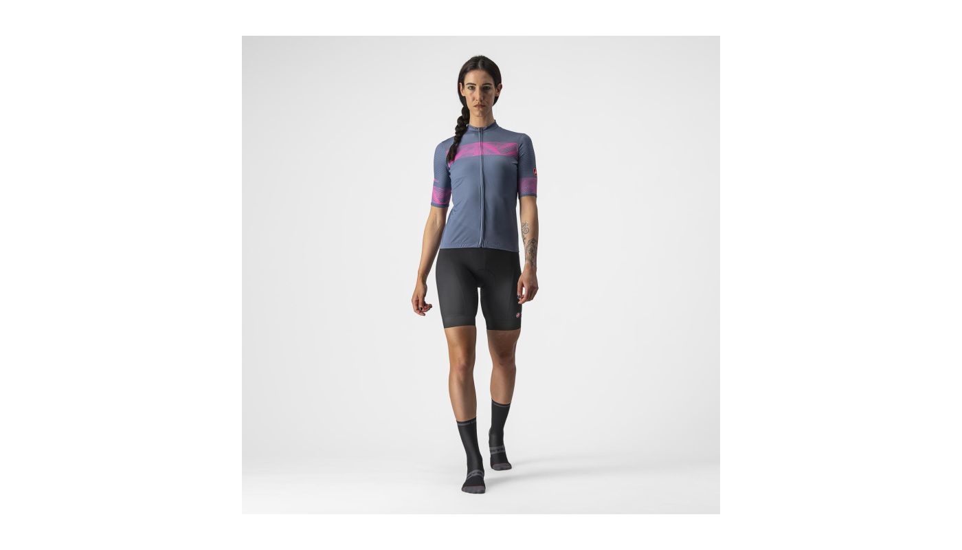 Cyklistický dres dámský Castelli Fenice steel blue/pink fluo - 6
