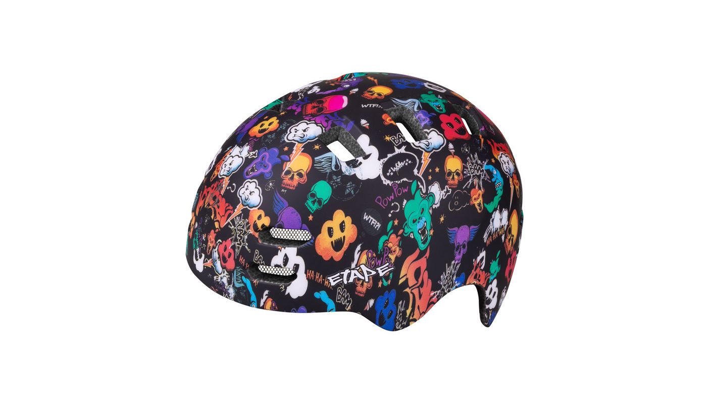 Etape – dětská cyklistická přilba BUDDY, černá/grafika mat - 1