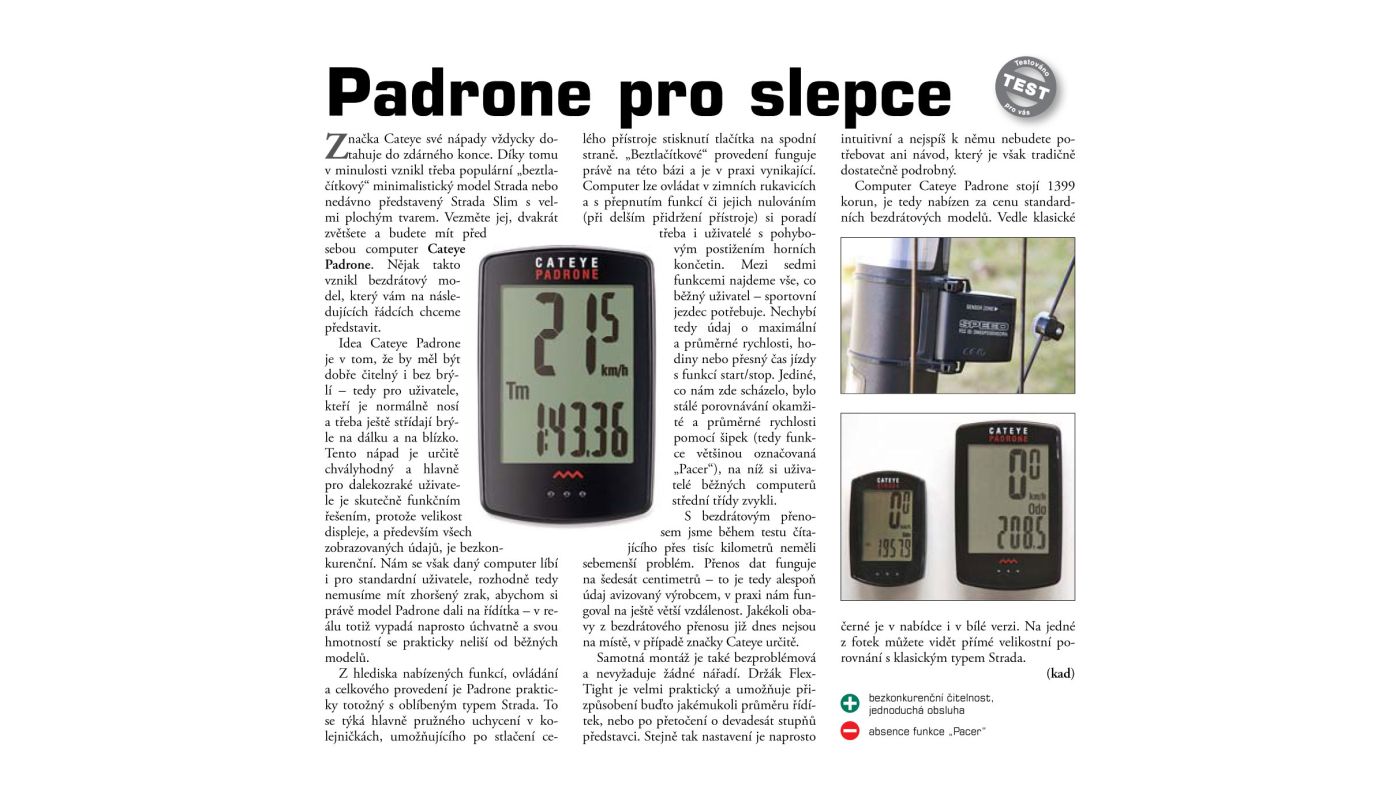 Cyklopočítač Cateye Padrone (PA100W) bílá - 4