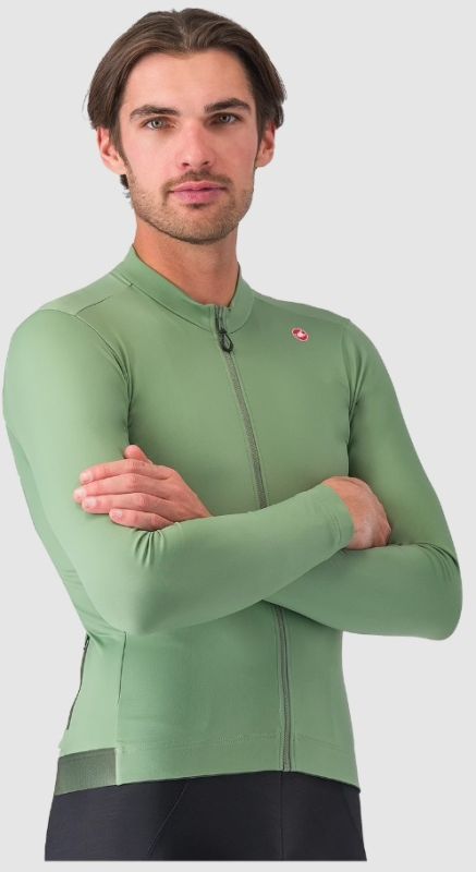 Pánský zateplený dres Castelli - Espresso Thermal Jersey, green pepper (zlevněný kus/vada) - 1