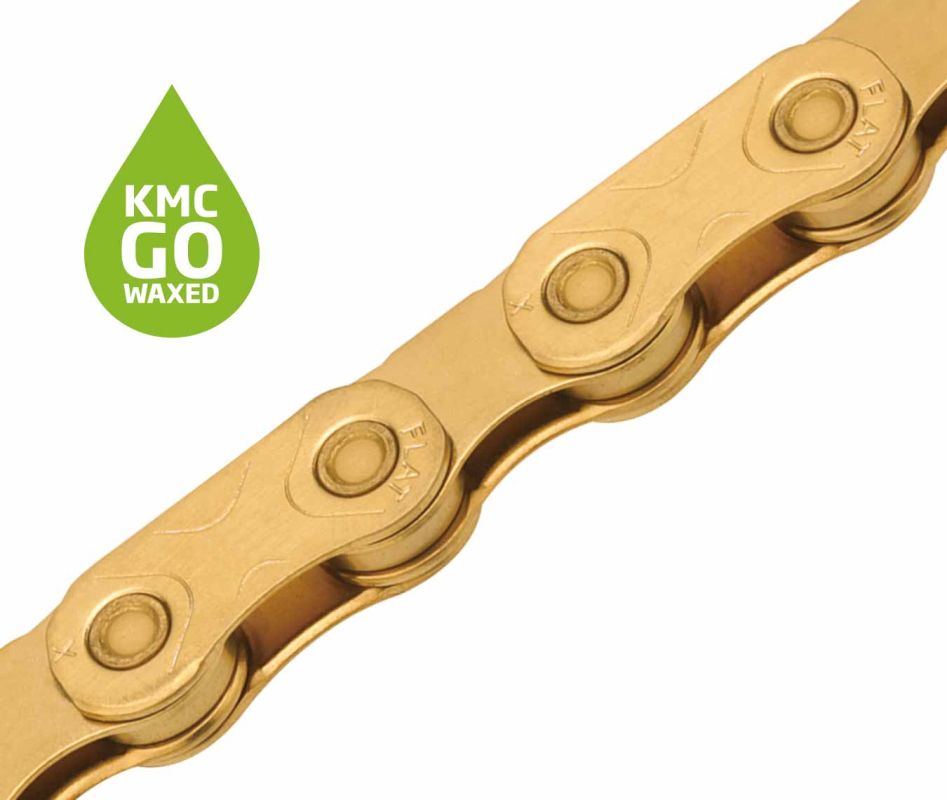 Řetěz KMC X Flattop zlatý Waxed v krabičce 126 čl. - 1