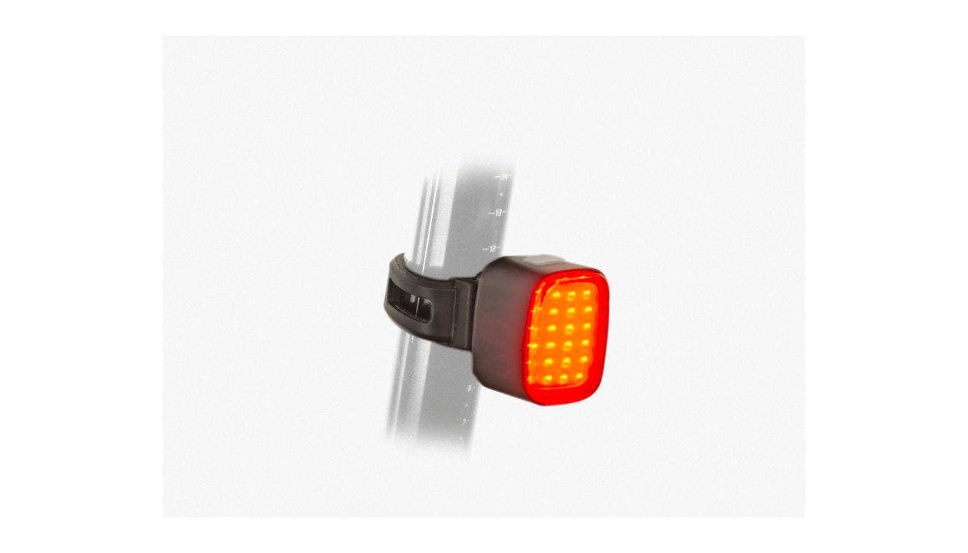 Světlo zad. Cubus USB CobLed 50 lm černá/červené-sklo - 1 Světlo zad. Cubus USB CobLed 50 lm černá/červené-sklo - 1