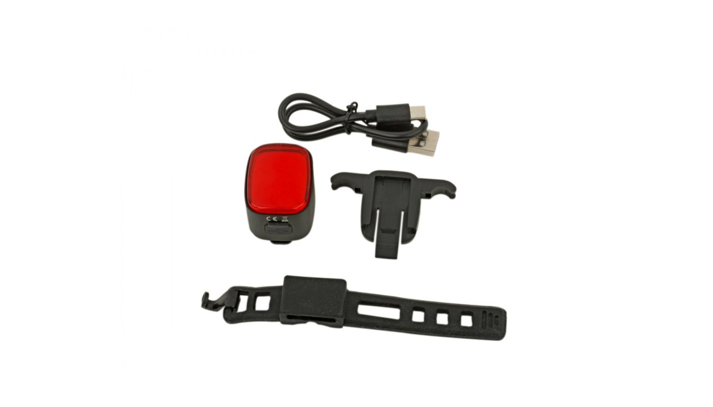 Světlo zad. Cubus USB CobLed 50 lm černá/červené-sklo - 2 Světlo zad. Cubus USB CobLed 50 lm černá/červené-sklo - 2
