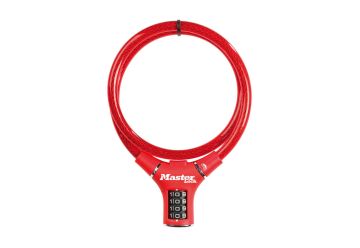 Zámek MasterLock kabelový zámek 90cm x 12mm, kód, nylonový potah – červený (8229) - 1