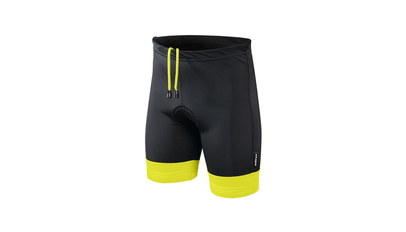 Etape - dětské kalhoty JUNIOR s vložkou, černá/žlutá fluo - 1
