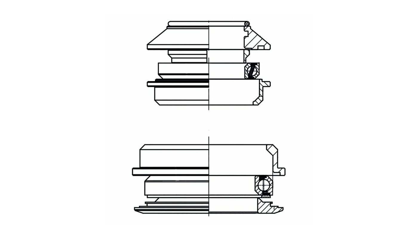 Semi-integrované asymetrické hlavové složení M-WAVE 1,5" a 1 1/8" černé - 3